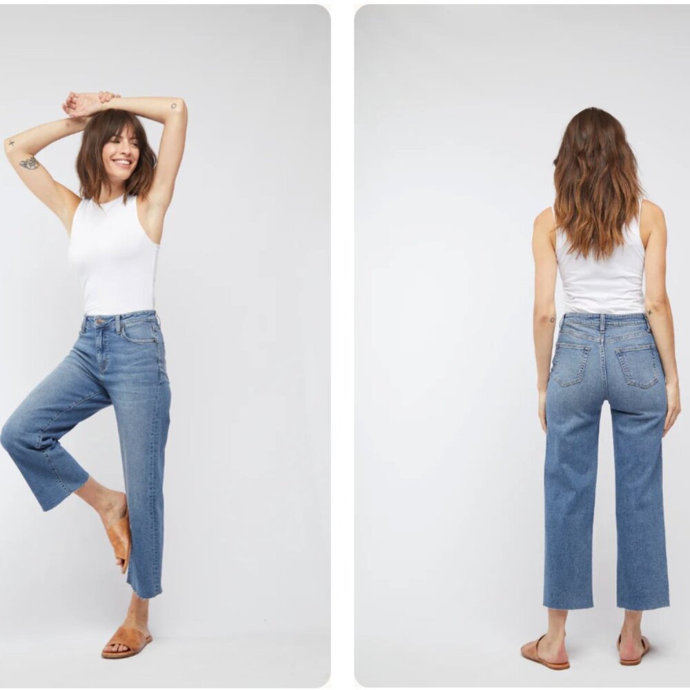 Oliver Logan Aberdeen Wide Leg Vintage Worn Crop Jeans Size 27